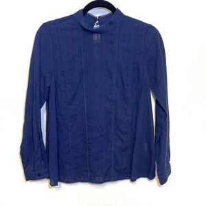 Modcloth High-Neck Long Sleeve 100% Cotton Blouse - Lace Embroidered Top